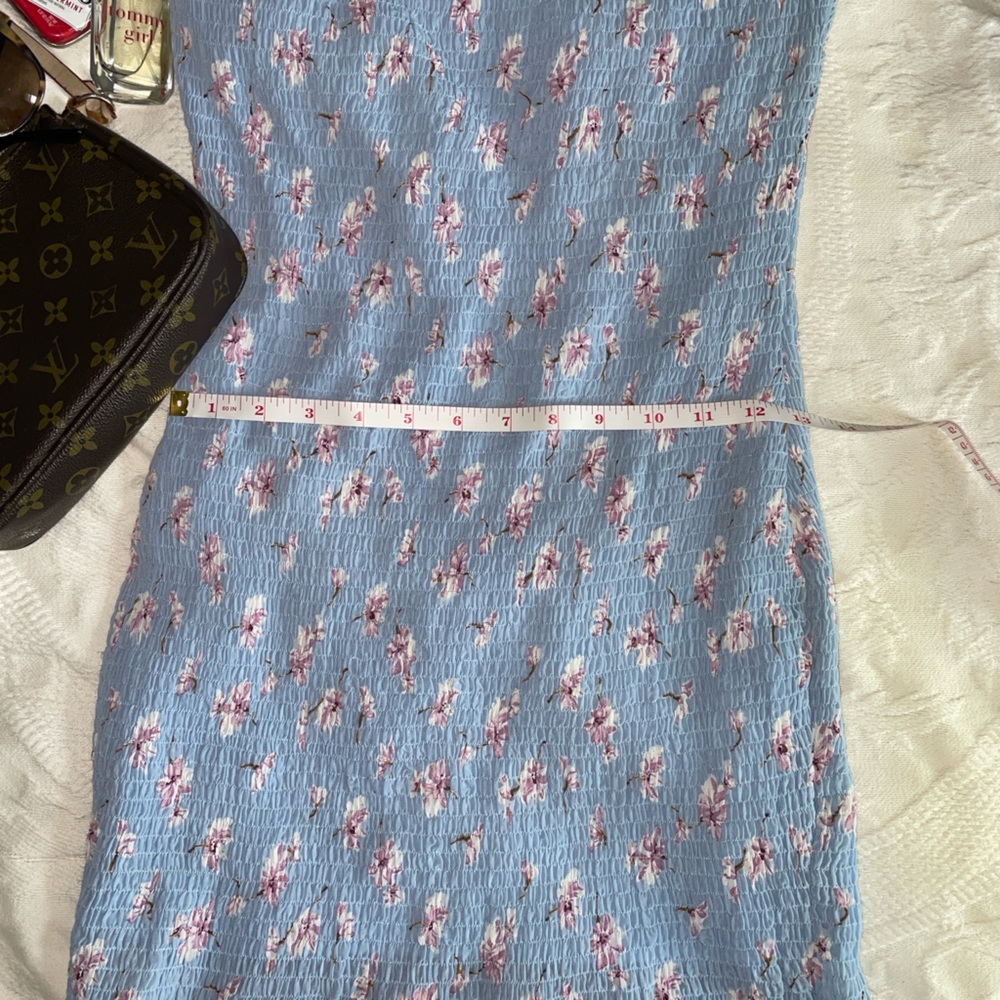 Blue Floral Ruffle Dress - Picture 2 of 4